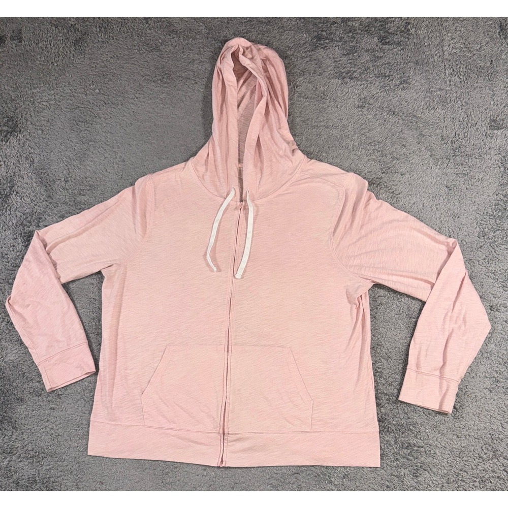 Old Navy Womens XL Pink Slub Knit Full Zip Hoodie Sweatshirt Pockets